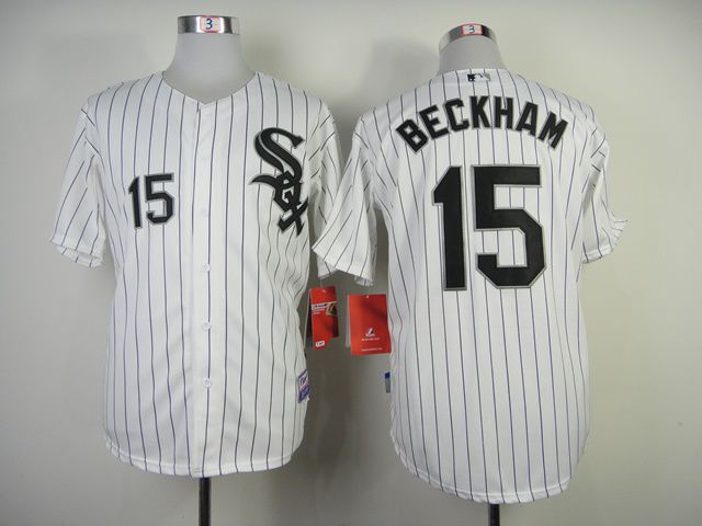 Men Chicago White Sox 15 Beckham White black MLB Jerseys
